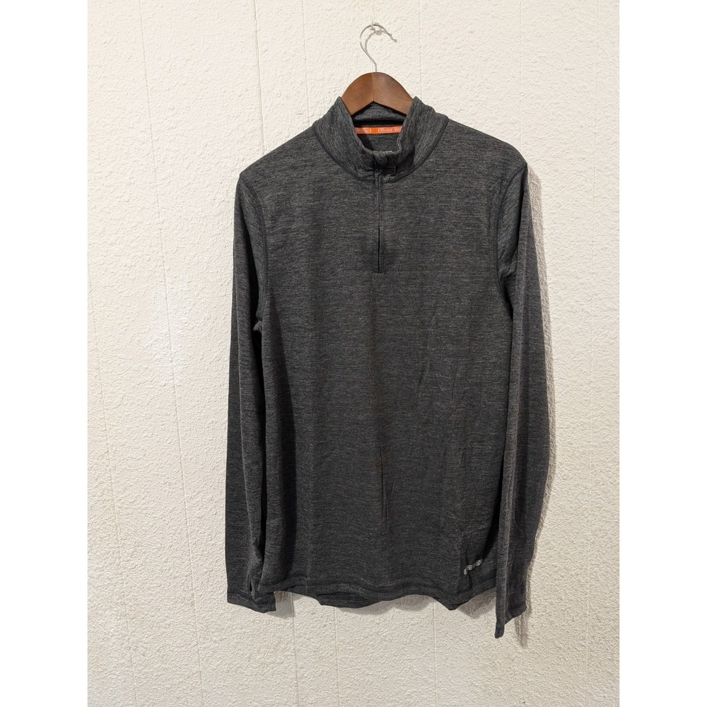 Omni Wool Sweater Mens Large Gray Pullover‎ 1/4 Zip Wool Blend Baselayer Hiking